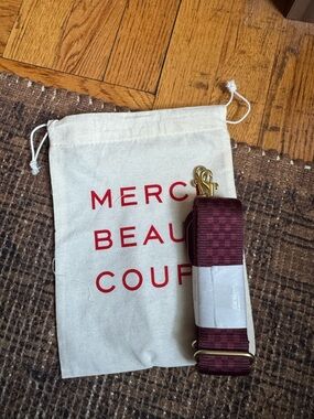 Clare V. Adjustable Strap - Merci Beaucoup Cotton Pouch with Burgundy Strap